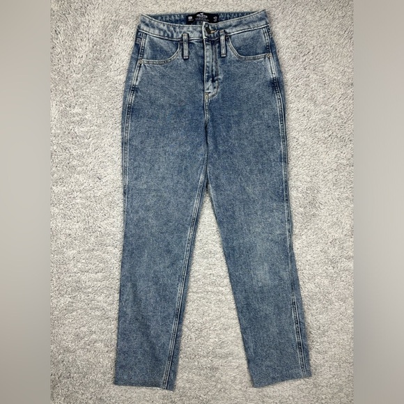 Hollister Jeans Womens 00 Ultra High Rise Mom Jean Stretch Acid Wash Hemmed - Picture 1 of 4